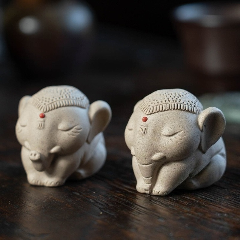 Unique Table Accessories - 1 PC 보라색 점토 평화 코끼리