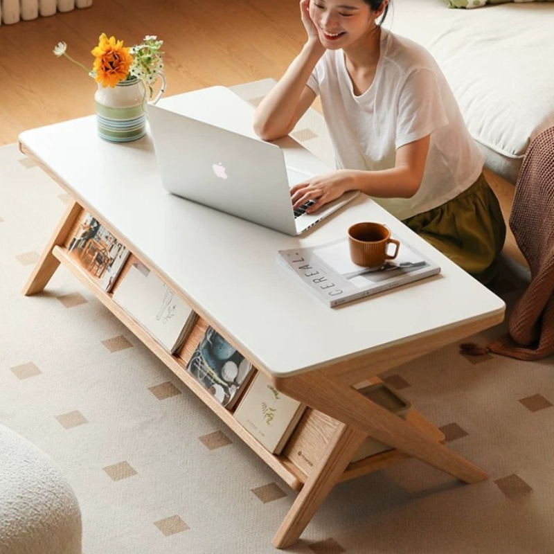 Unique Table Accessories - 직사각형 나무 커피 테이블 미니멀리스트 수납