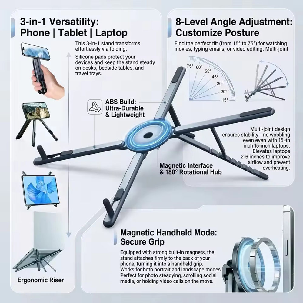 Laptop Tablet Accessories - 휴대용 자석식 휴대폰 거치대 & 셀카봉
