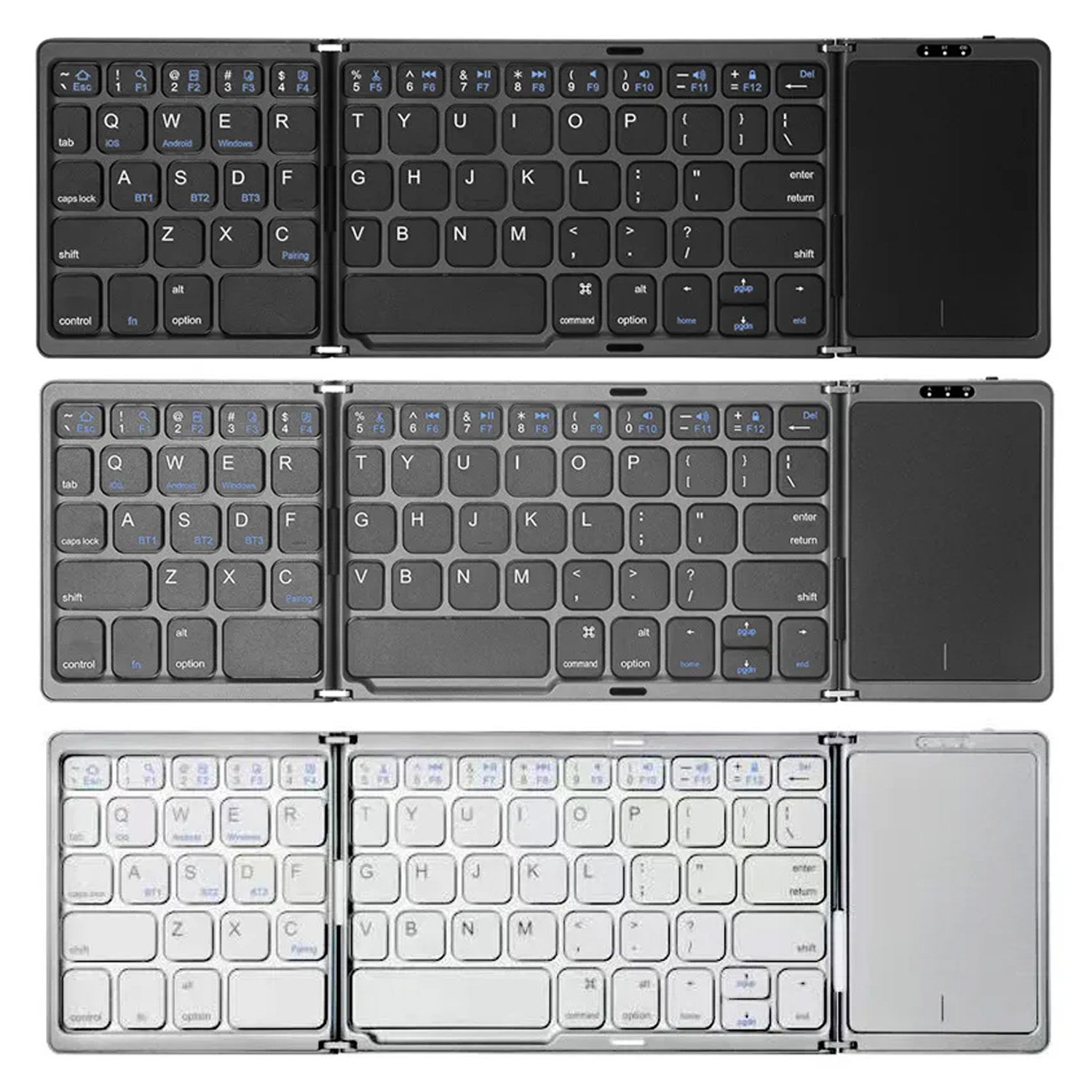 터치패드가 있는 3단 접이식 블루투스 키보드, 윈도우, - Android Tablet Gaming Accessories 리뷰 및 가격