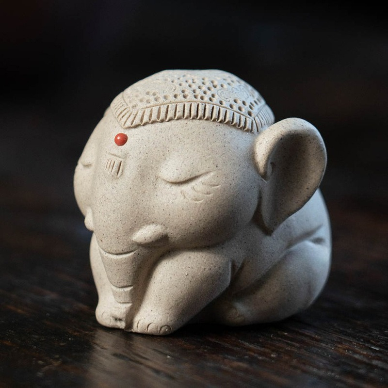1 PC 보라색 점토 평화 코끼리 차 애완 동물 인형  - Unique Table Accessories 리뷰 및 가격